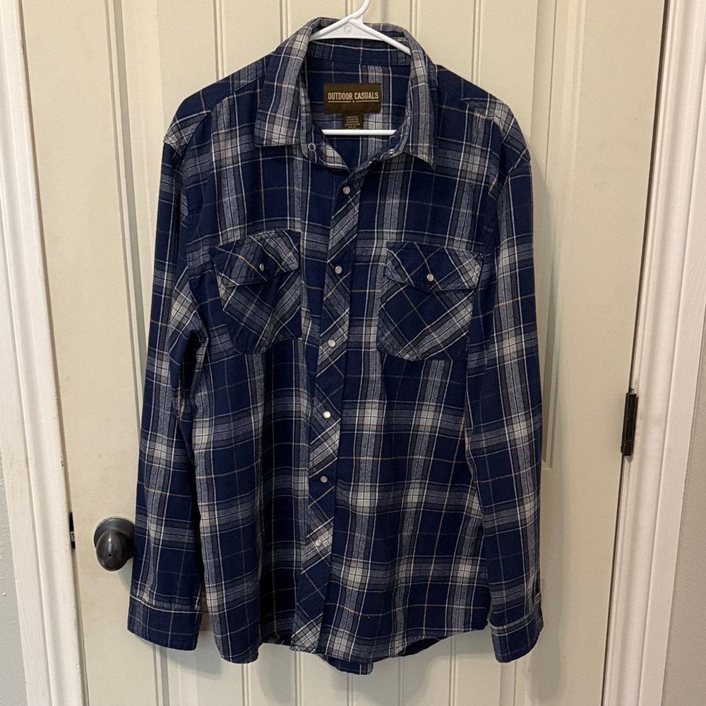 Men's Blue Plaid Button Down Shirt